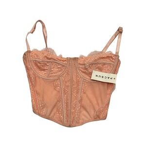 NEW PacSun Ryan Destiny Corset Top Small‎ Pink Lace Bustier Adjustable Straps
